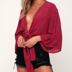 Billabong Knot Yours- Berry Red Print Top